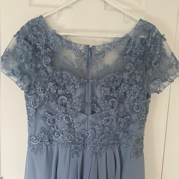 Azazie Elegant Blue Lace Wedding Dress - Picture 11 of 11